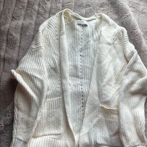 Hollister White Chunky Knit Cardigan Sweater